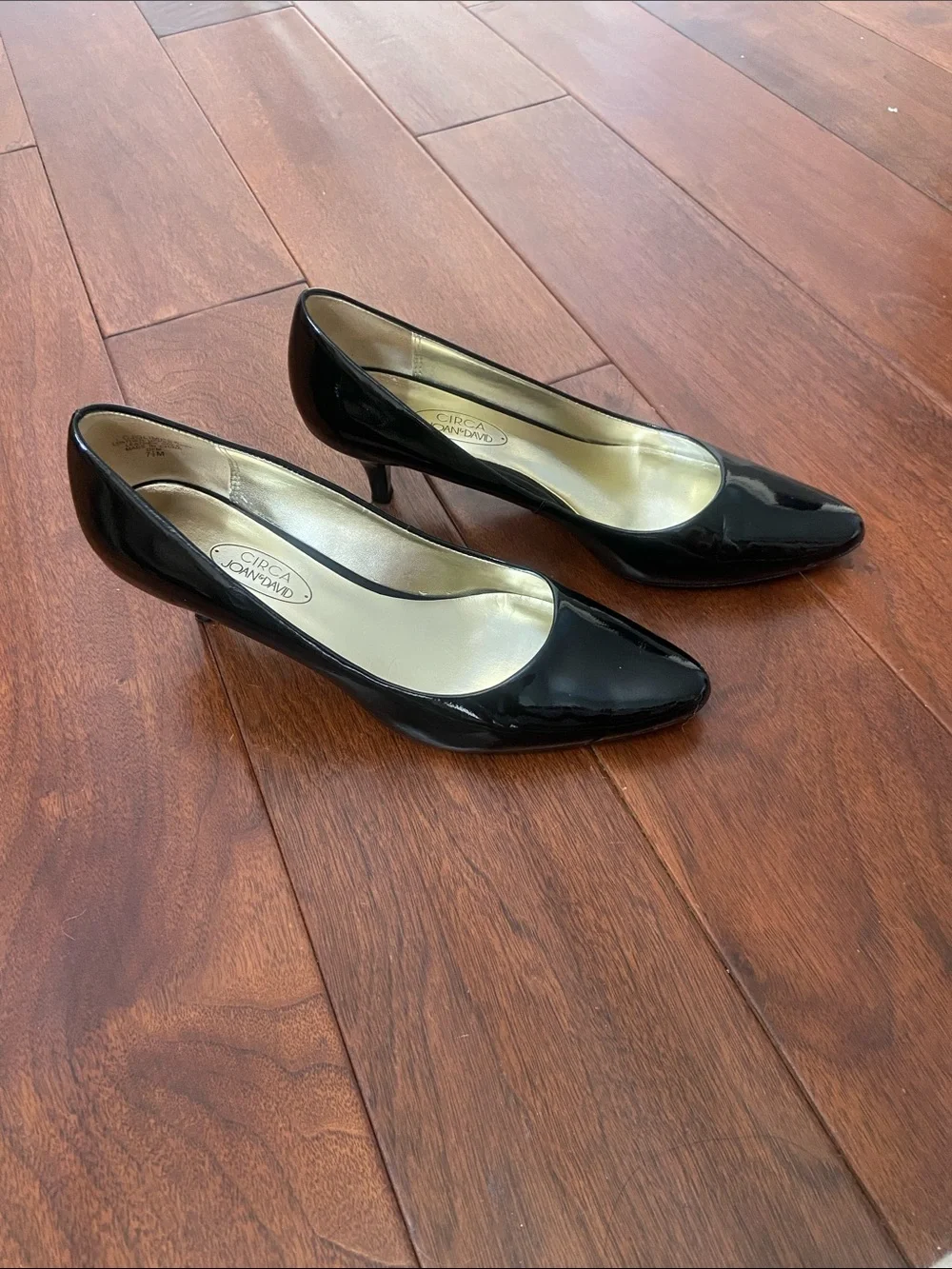Joan & David Black Patent Pointed-Toe Pumps